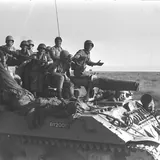 Israeli soldiers on an armoured vehicle in 1967.