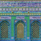 Blue tilework on the Dome of the Rock in Jerusalem.